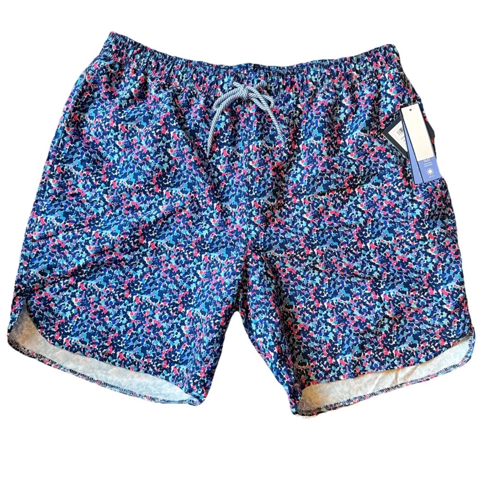 TailorByrd Navy Multicolor Print Swim Trunks XL NWT 4-Way Stretch Liner